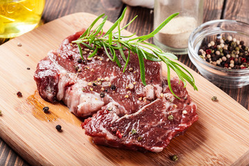 Raw beef steak