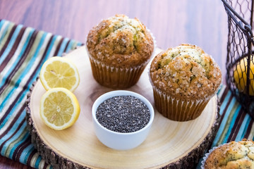 fresh baked lemon poppyseed muffins