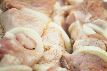 kebab skewers put on the meat on a skewer