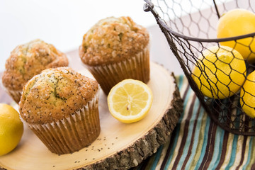 fresh baked lemon poppyseed muffins