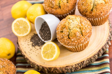 fresh baked lemon poppyseed muffins