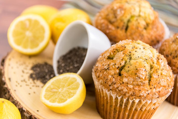 fresh baked lemon poppyseed muffins