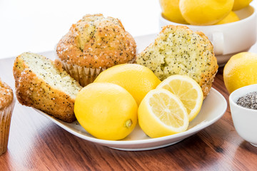 fresh baked lemon poppyseed muffins