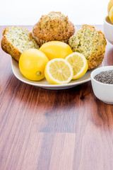 fresh baked lemon poppyseed muffins