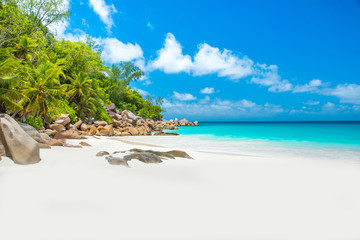 Paradise beach on island  -  Island Praslin, Seychelles