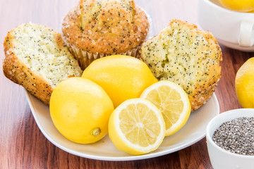 fresh baked lemon poppyseed muffins