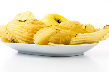 yellow apple vs yellow salty potato chips