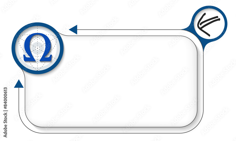 Poster frame for your text with omega symbol and arrow