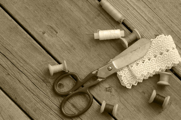 Fototapeta na wymiar Accessories for sewing scissors