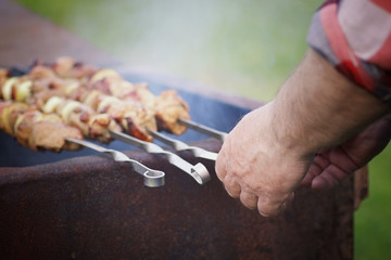 barbecue cooking on the grill