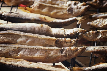 smoked capelin fish with garnish