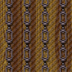 Fototapeta na wymiar Iron chains with wood seamless texture