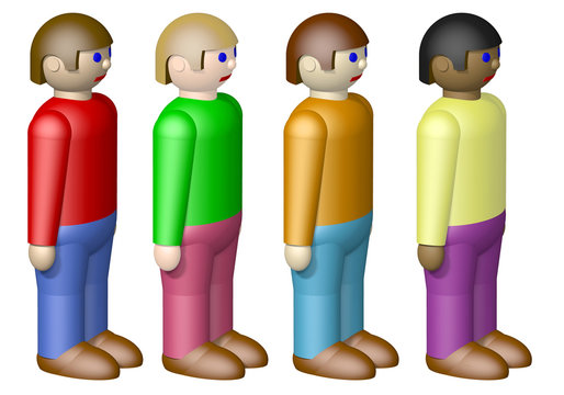 Toy nationalities isolated on white background