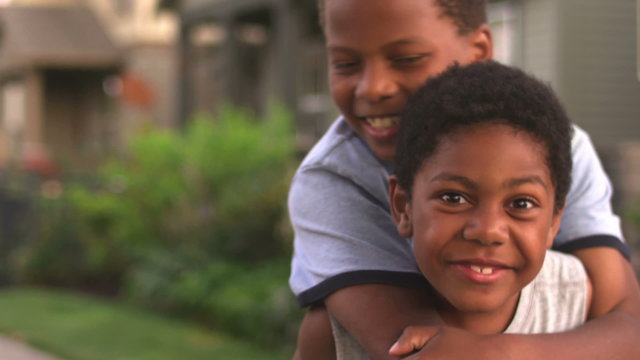 Adorable African American boys portrait. Close up