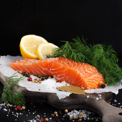 Delicious salmon fillet, rich in omega 3 oil