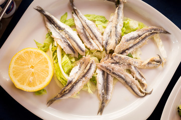 Italian cuisine. Marinated sardines