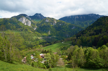 Fototapeta na wymiar Mountain landscape in the Alps in the French Savoie.