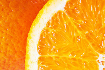 Orange close up. slice and peel.