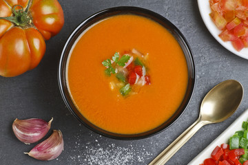 Spanish Gazpacho and ingredients