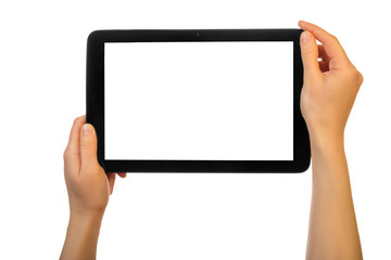 Hands using tablet pc