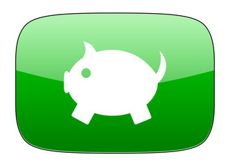 piggy bank green icon