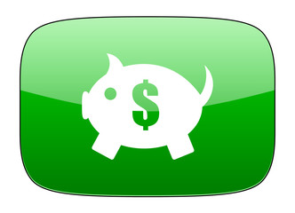 piggy bank green icon
