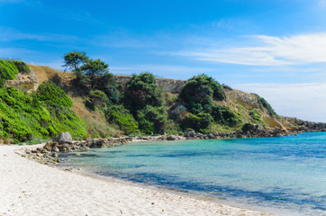 mediterran beach with blue clear water
