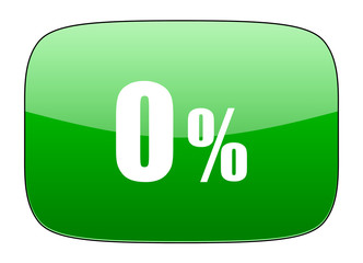 0 percent green icon sale sign