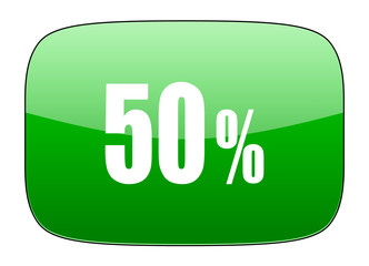 50 percent green icon sale sign