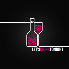 wine bottle glass line design background 8 eps