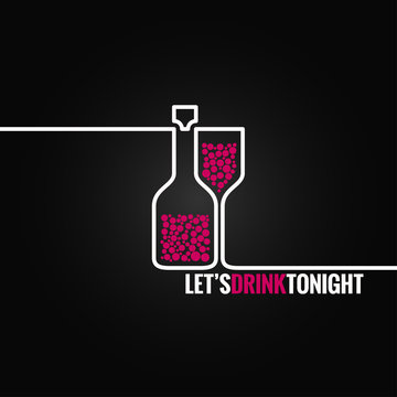 Fototapeta wine bottle glass line design background 8 eps