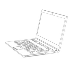 Laptop contour on a white background
