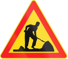 Road sign 142 in Finland - Roadworks