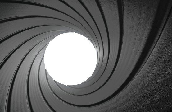 Gun barrel interior spy background in 3D