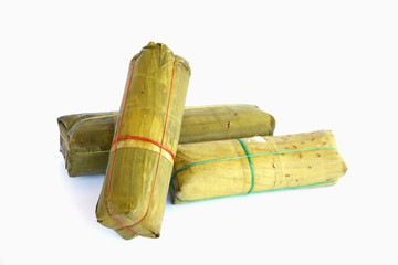 Stock Photo - Packaging of banana leaves for Vietnamese steamed