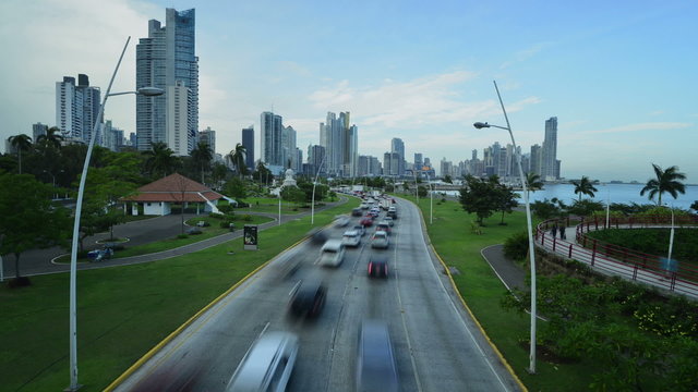 Panama cityscape time lapse, Panama, Central America stock video