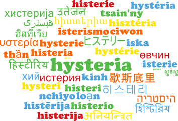Hysteria multilanguage wordcloud background concept