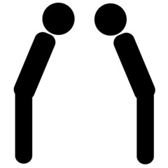 対面してお辞儀をする人物のアイコン　黒