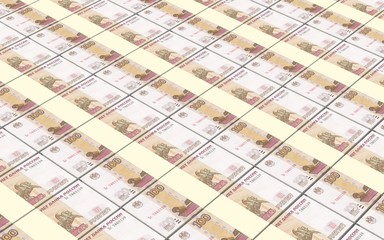 Russian money bills stacks background.