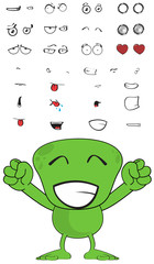 happy green monster cartoon kawaii expressions pack in vector format © MARCO HAYASHI
