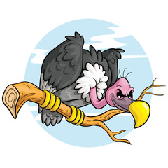 Fototapeta premium Vulture Cartoon Illustration of cute cartoon vulture.