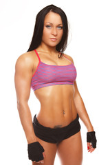 Fototapeta premium Fitness woman with long black hair