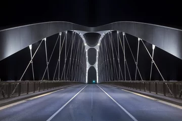 Foto auf Glas Moderne Brücke bei Nacht © kunertus