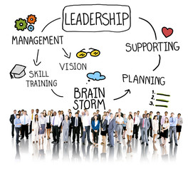 Leader Leadership supporting Management Vision Concept