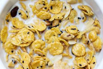 cereal made from cornflakes and caramel topped milk