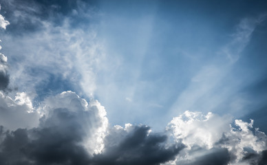 vintage filter:Nice blue sky with sun beam with cloudy,Hope ray