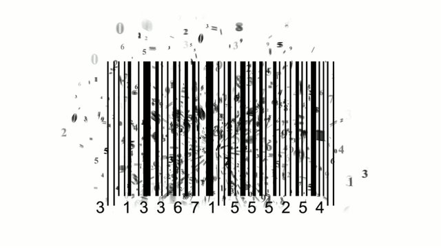 barcode scanner by barcode reader. Closeup on array of digits. chaos digits