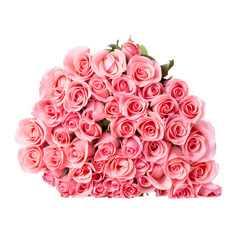 pink rose flower bouquet on white background