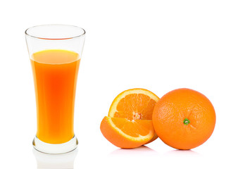 Orange juice of glass isolated on the white background