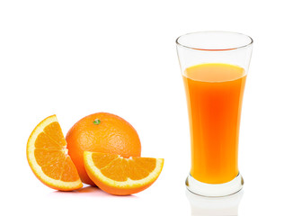 Orange juice of glass isolated on the white background
